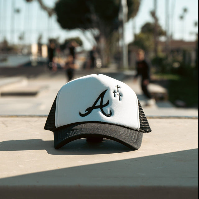 ATL Crosses Trucker Hat - 2 Tone Black n White - CVRTLA Trucker Hat