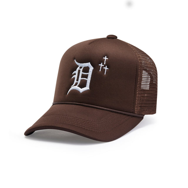 Detroit Crosses Trucker Hat - Mocha - CVRTLA Trucker Hat