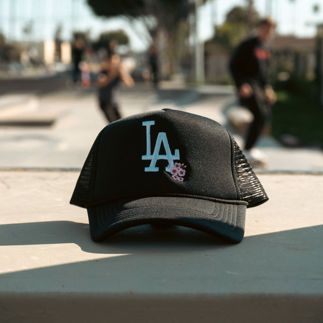 LA Cherry Blossoms Trucker Hat - Black - CVRTLA Trucker Hat