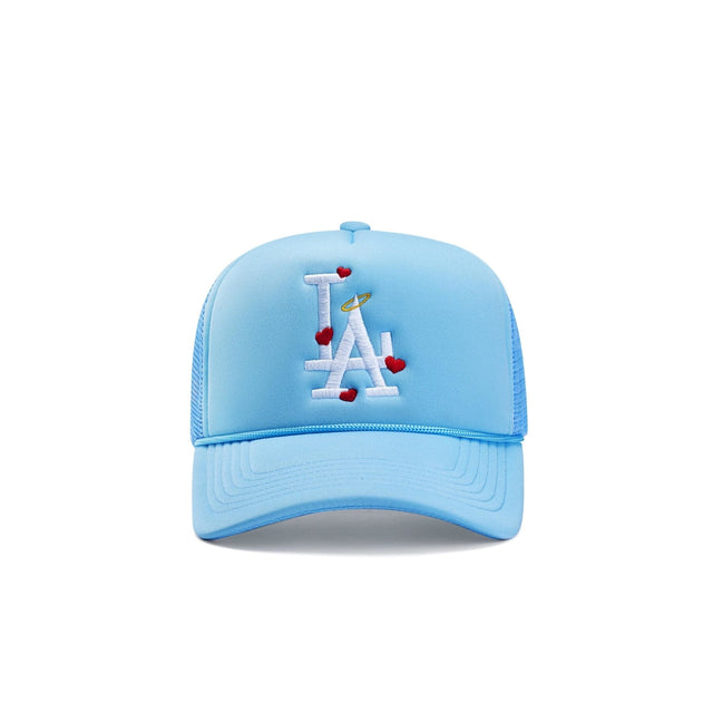 LA Hearts n' Halo Trucker Hat - Mykonos Blue - CVRTLA Trucker Hat
