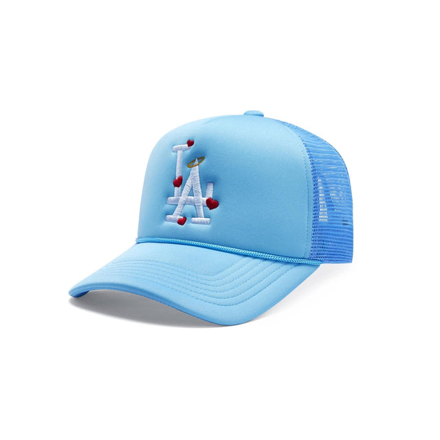 LA Hearts n' Halo Trucker Hat - Mykonos Blue - CVRTLA Trucker Hat
