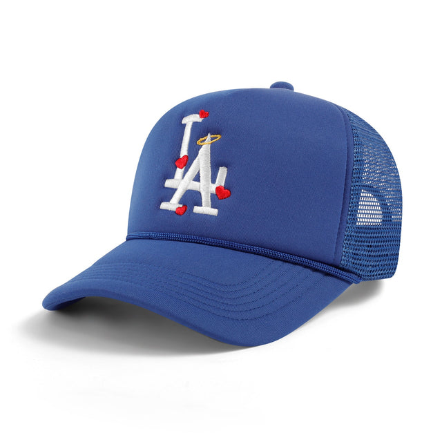 LA Hearts n' Halo Trucker Hat - Royal Blue - CVRTLA Trucker Hat
