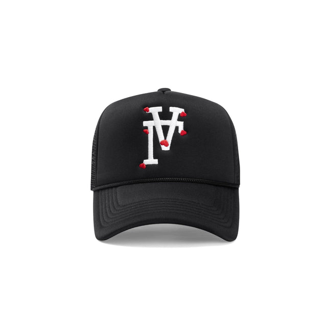 LA Hearts Upside Down Trucker Hat - Black - CVRTLA Trucker Hat