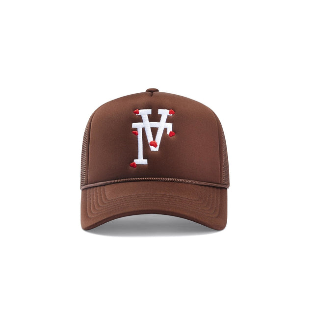 LA Hearts Upside Down Trucker Hat - Mocha - CVRTLA Trucker Hat