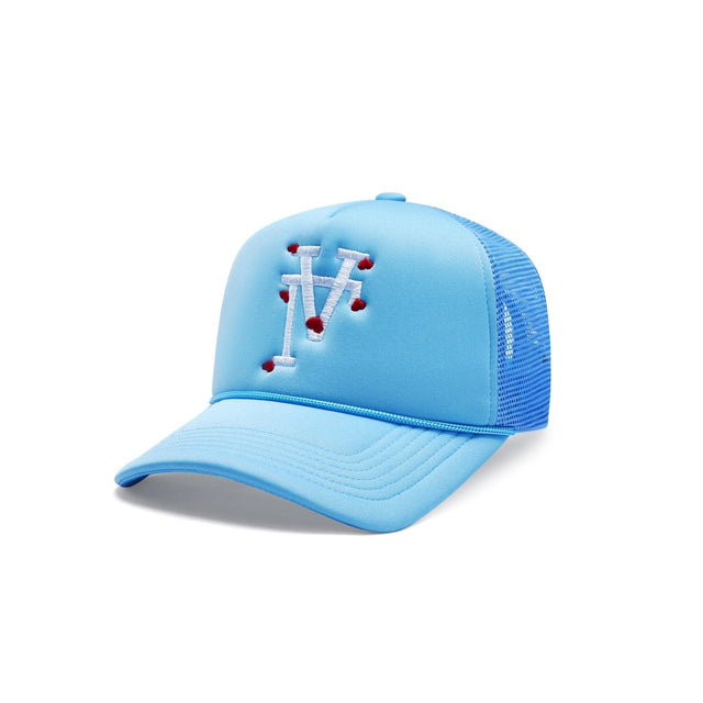 LA Hearts Upside Down Trucker Hat - Mykonos Blue - CVRTLA Trucker Hat