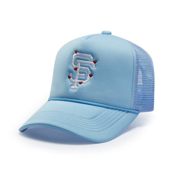 San Francisco Mini Hearts Trucker Hat - Mykonos Blue - CVRTLA Trucker Hat