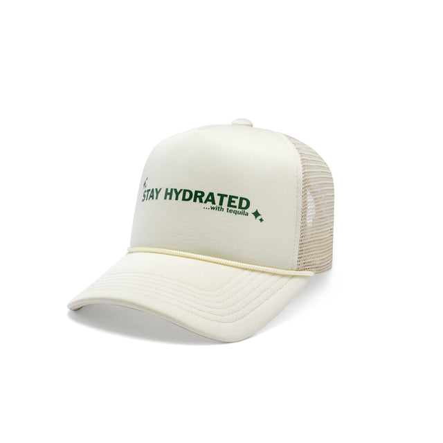 Stay Hydrated Trucker Hat - Cream/Forest Green - CVRTLA Trucker Hat