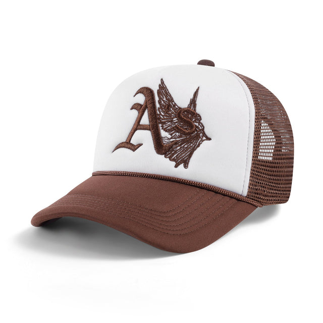 The A & Angels Trucker Hat - 2 Tone Mocha n White - CVRTLA Trucker Hat