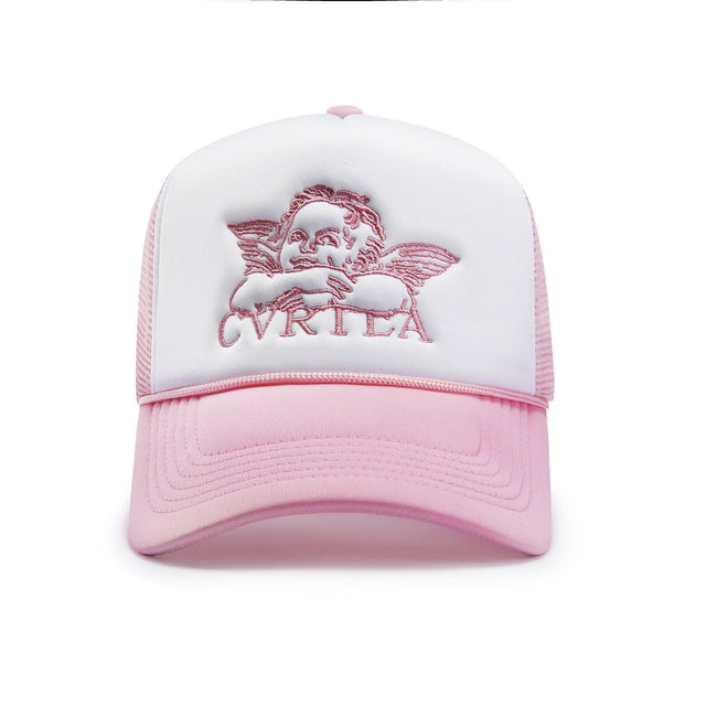 CVRTLA Signature Resting Angel Trucker Hat - 2 Tone Pink n White - CVRTLA Trucker Hat