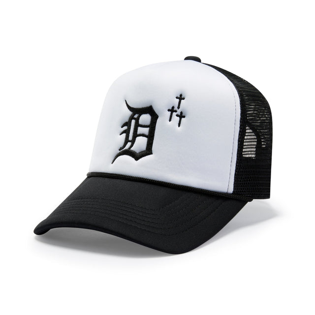 Detroit Crosses Trucker Hat - 2 Tone Black & White - CVRTLA Trucker Hat