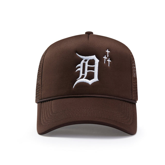 Detroit Crosses Trucker Hat - Mocha - CVRTLA Trucker Hat