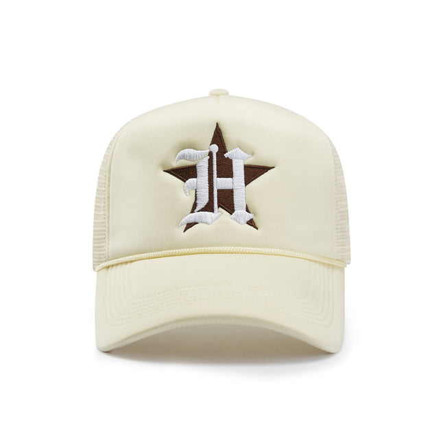 Houston Old English Trucker Hat - Cream - CVRTLA Trucker Hat