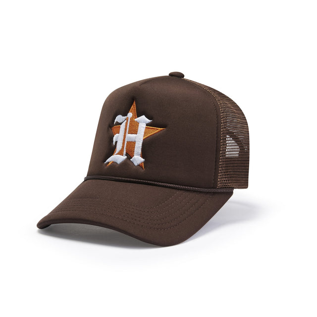 Houston Old English Trucker Hat - Mocha - CVRTLA Trucker Hat