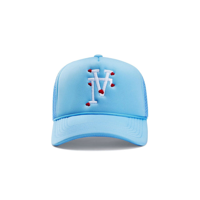 LA Hearts Upside Down Trucker Hat - Mykonos Blue - CVRTLA Trucker Hat