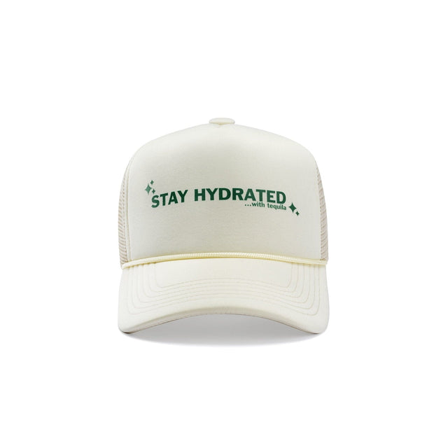 Stay Hydrated Trucker Hat - Cream/Forest Green - CVRTLA Trucker Hat