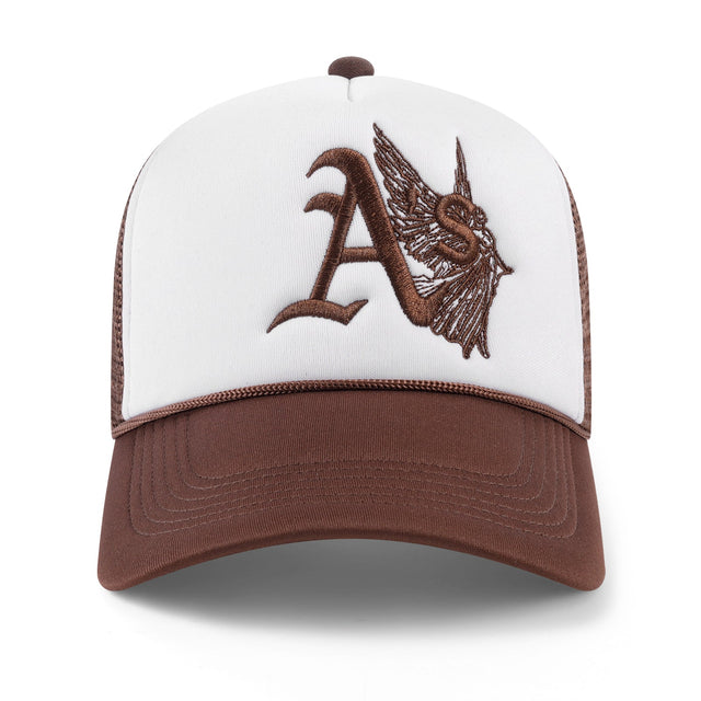 The A & Angels Trucker Hat - 2 Tone Mocha n White - CVRTLA Trucker Hat