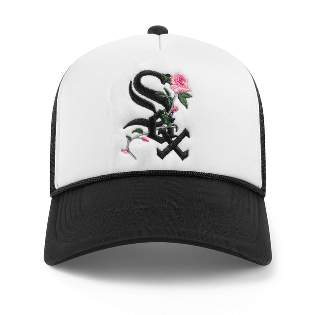 White Sox Roses Trucker Hat - 2 Tone White n Black - CVRTLA